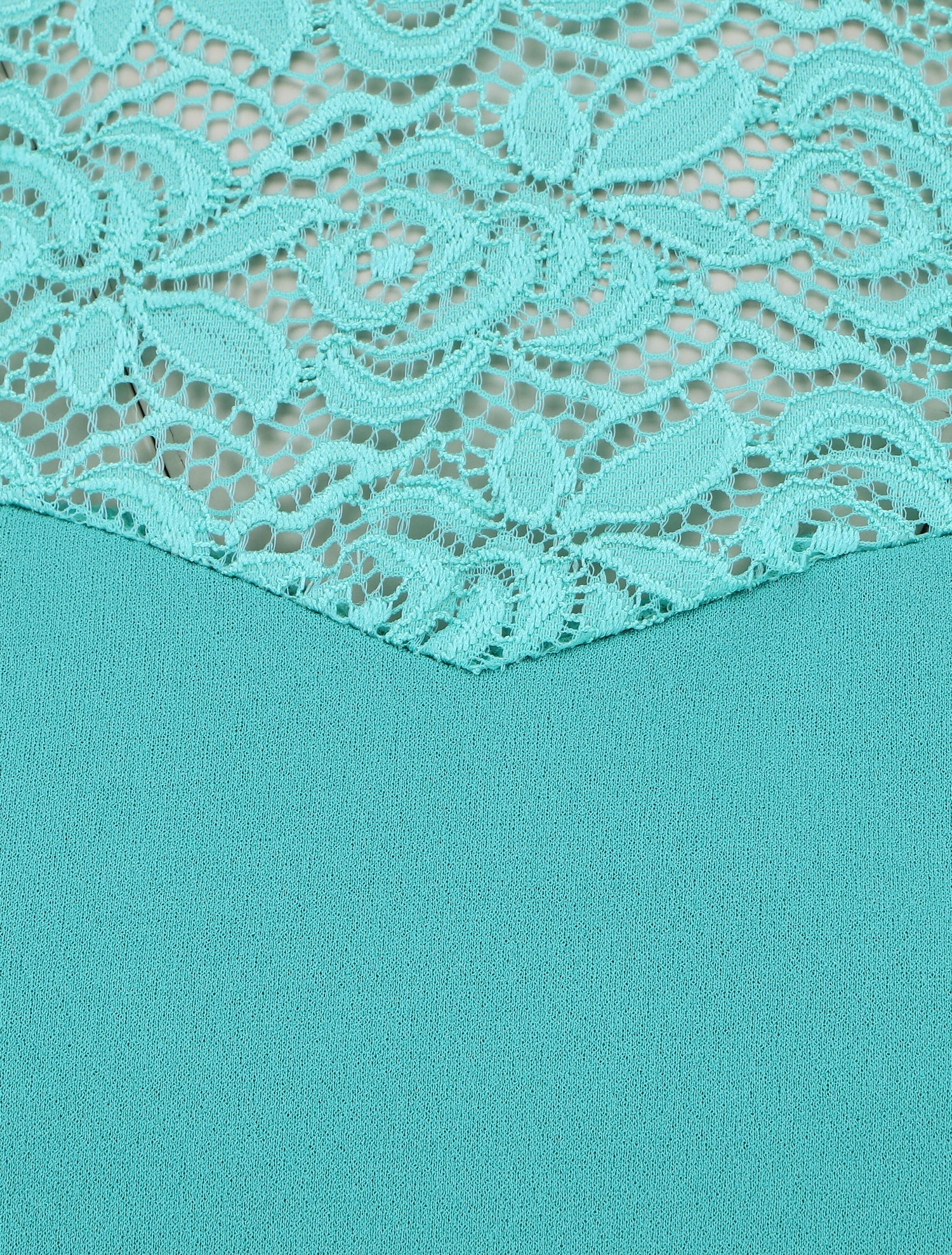 Top uni coupe droite épaules en dentelle - Turquoise - 3