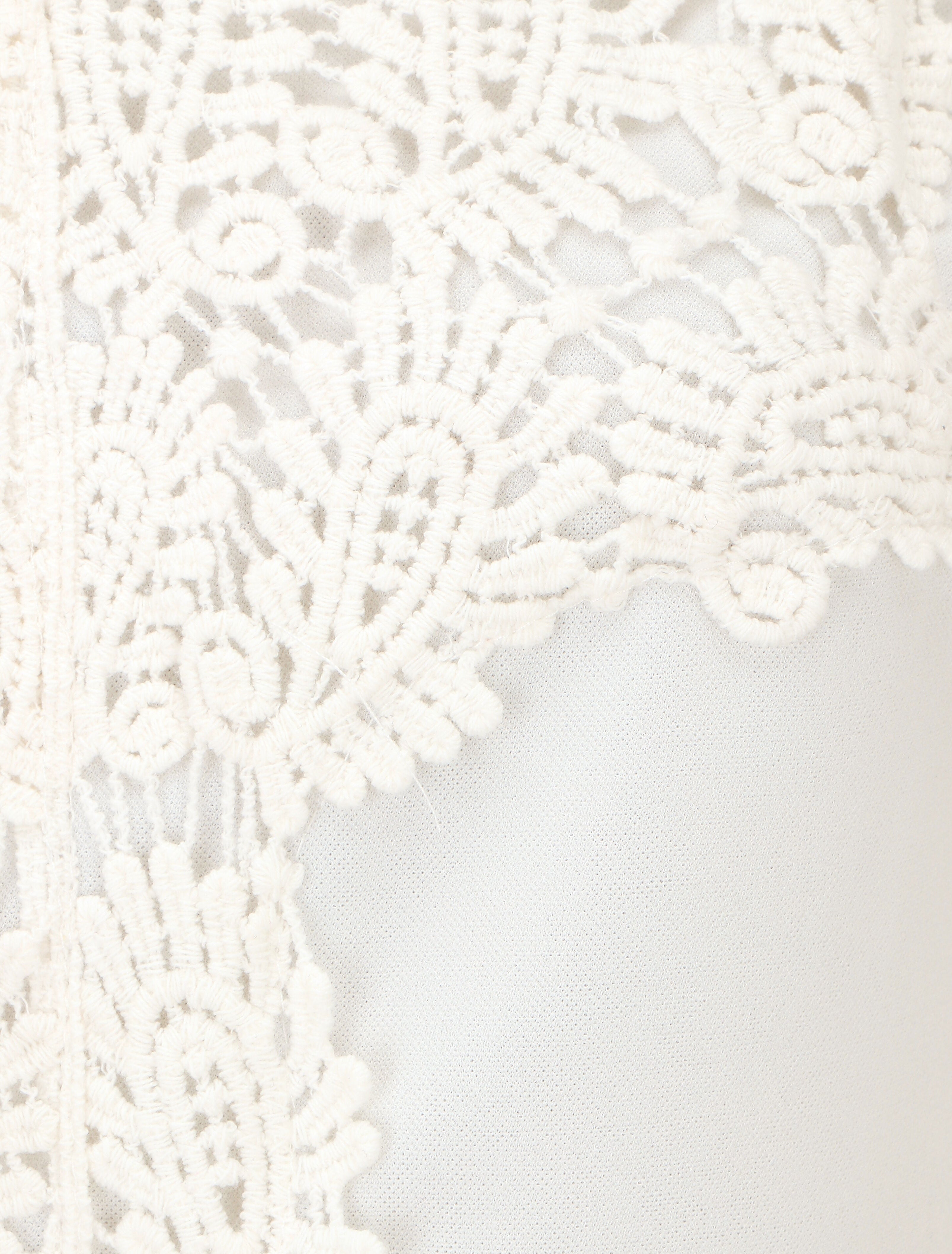 Top uni sans manches col en crochet - Blanc - 3
