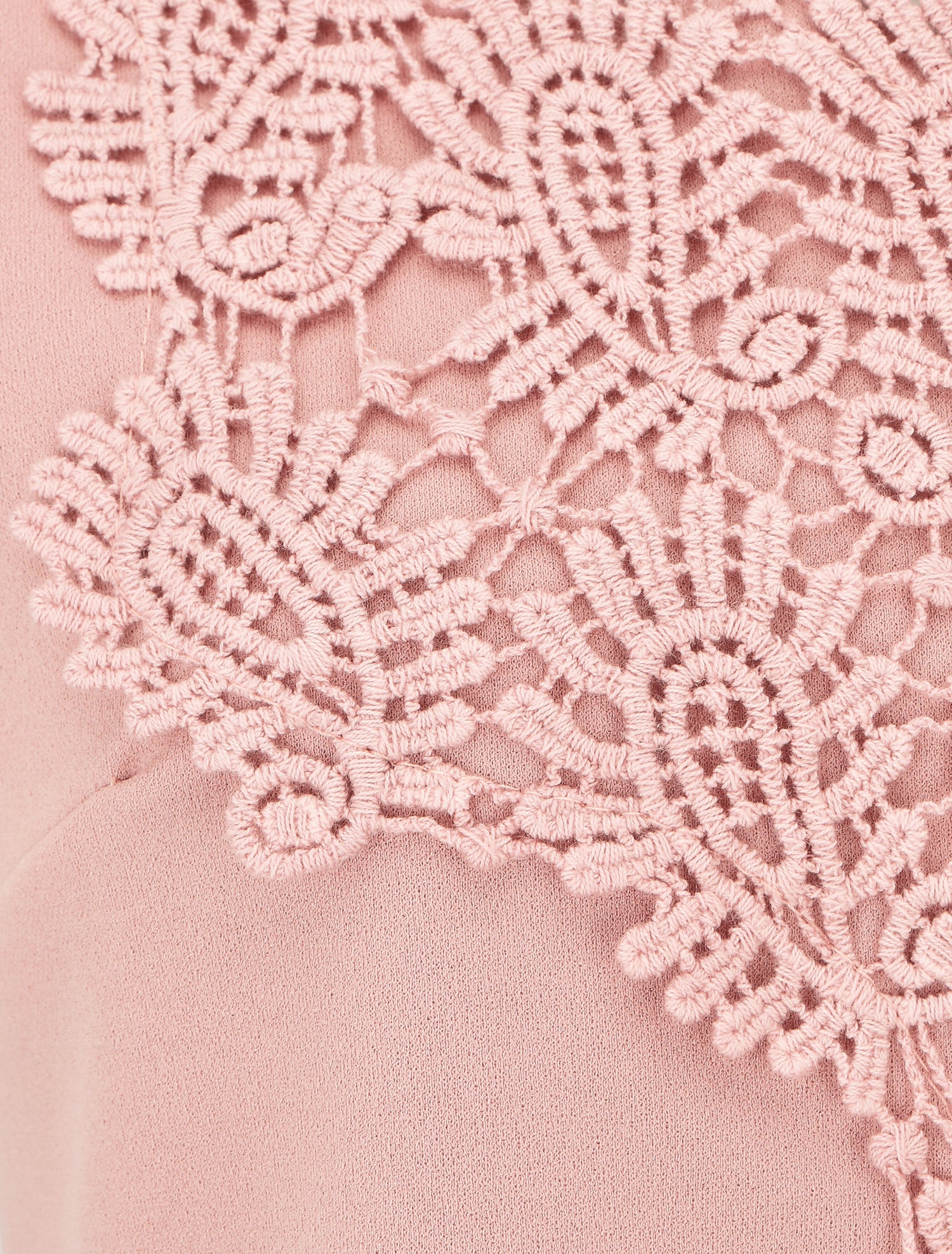 Top uni sans manches col en crochet - Rose poudré - 3