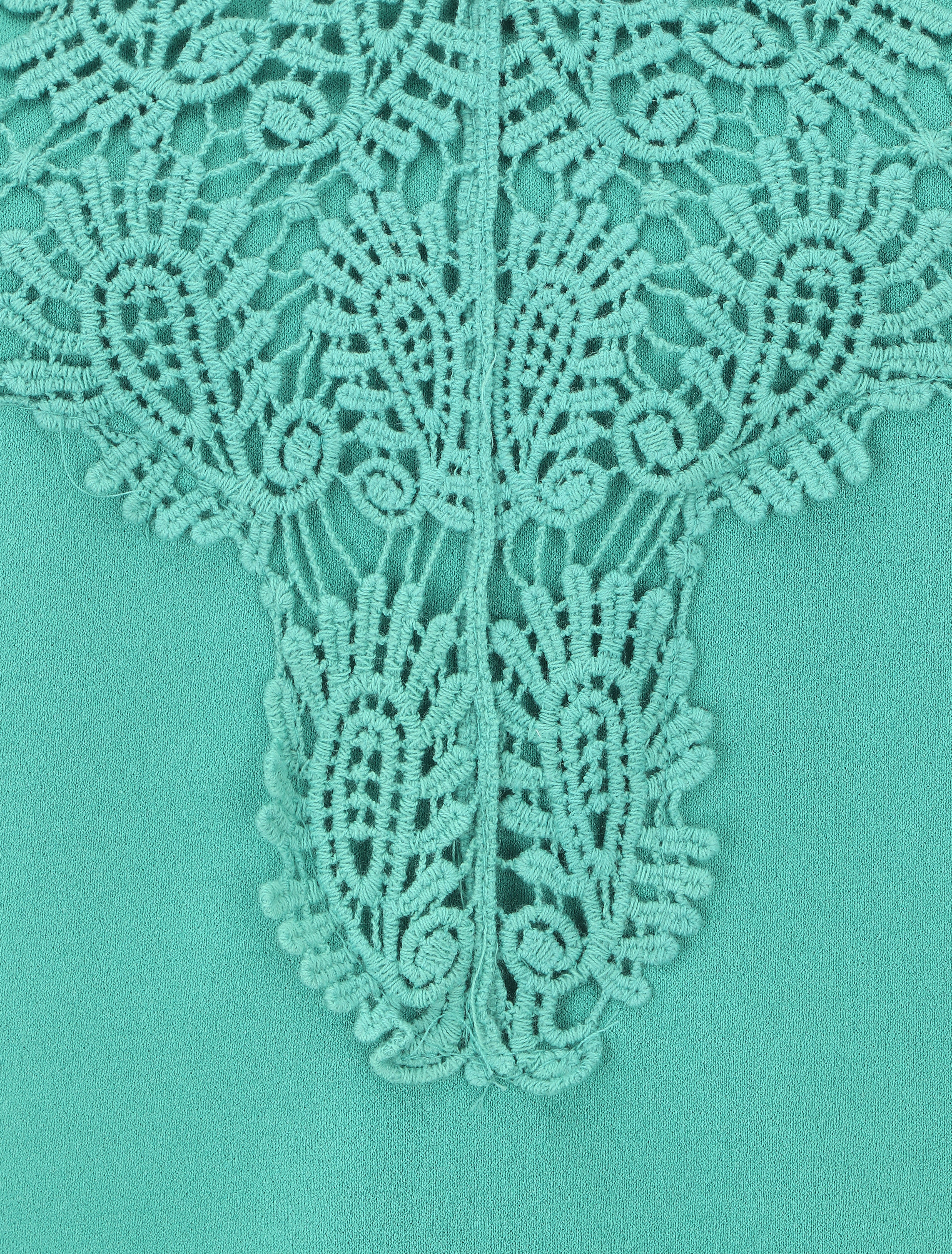 Top uni sans manches col en crochet - Turquoise - 3