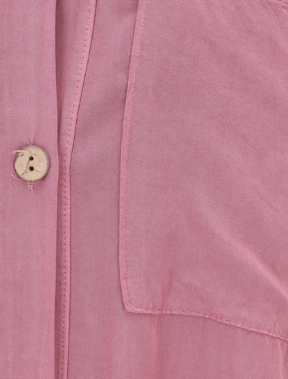 Chemise élastiquée unie manches longues - Vieux rose - 3
