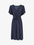 Robe mi-longue boutonnée à manches courtes - Marine - 5