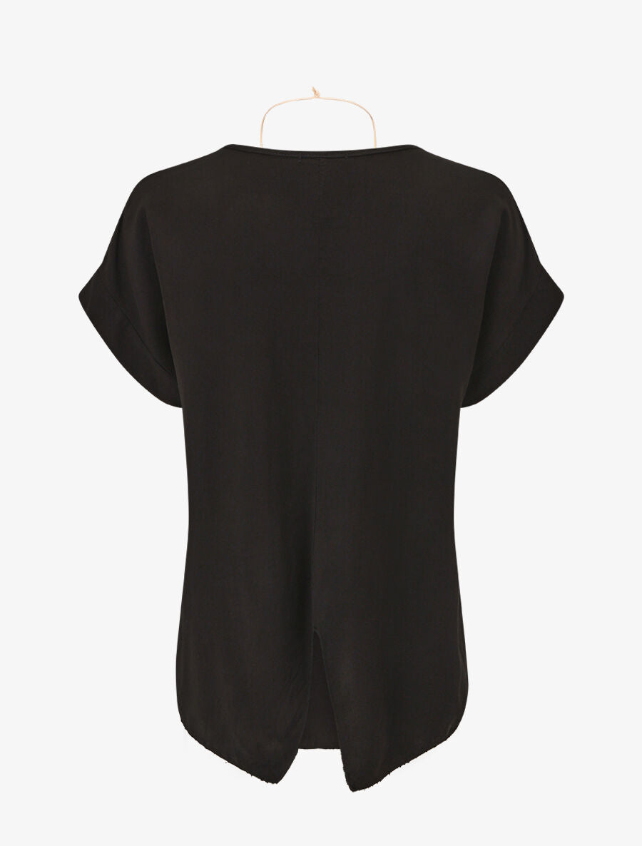 Top uni avec fente au dos - Noir - 2