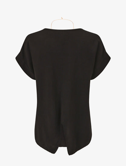 Top uni avec fente au dos - Noir - 2