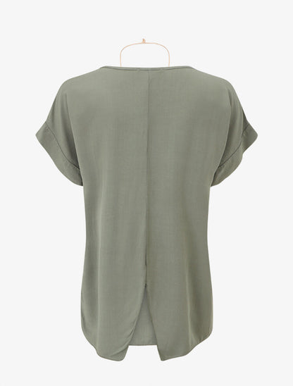 Top uni avec fente au dos - Kaki - 2