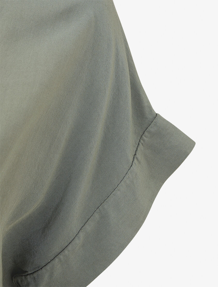 Top uni avec fente au dos - Kaki - 3