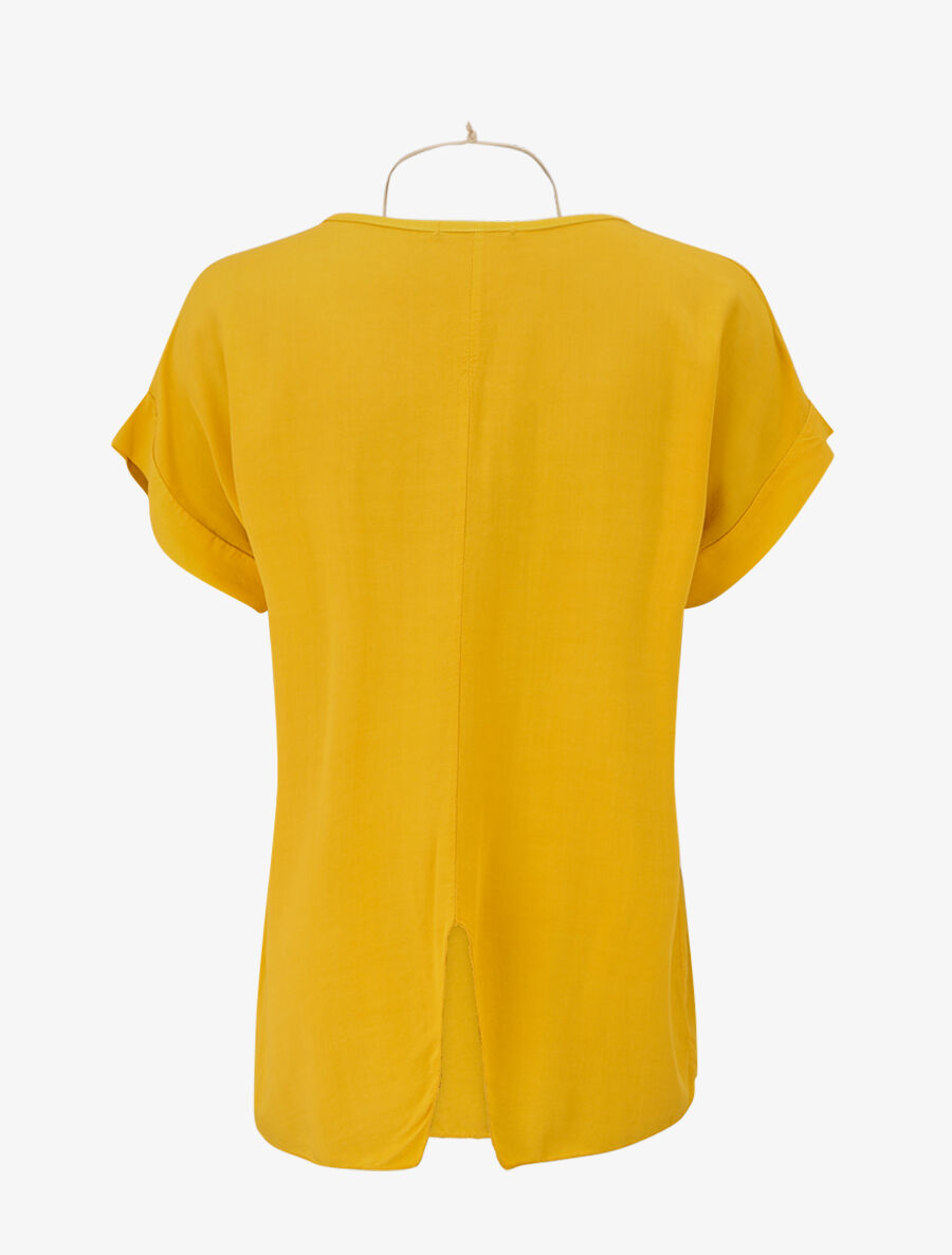 Top uni avec fente au dos - Jaune - 2