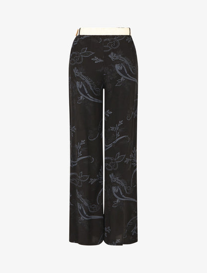 Pantalon fluide imprimé foulard - Noir - 2