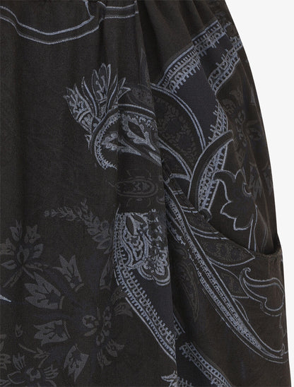 Pantalon fluide imprimé foulard - Noir - 3
