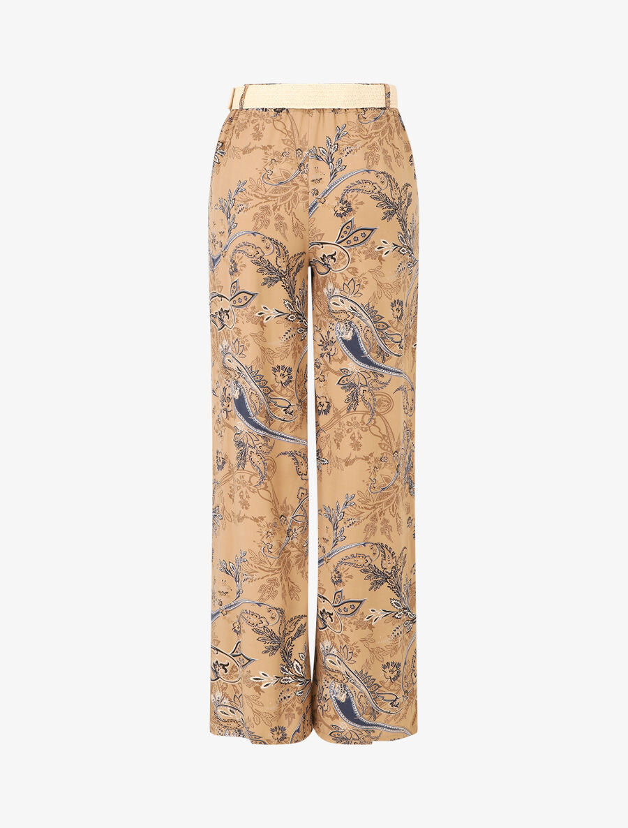 Pantalon fluide imprimé foulard - Camel - 2