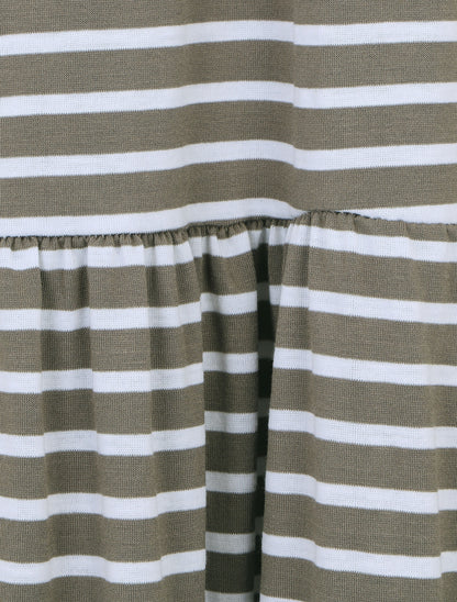 Robe imprimé rayures à taille élastiquée - Kaki - 3