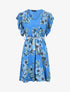 Robe mi-longue fleurie manches courtes volantées - Bleu - 5