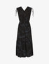 Robe longue élastiquée à imprimé foulard - Noir - 4