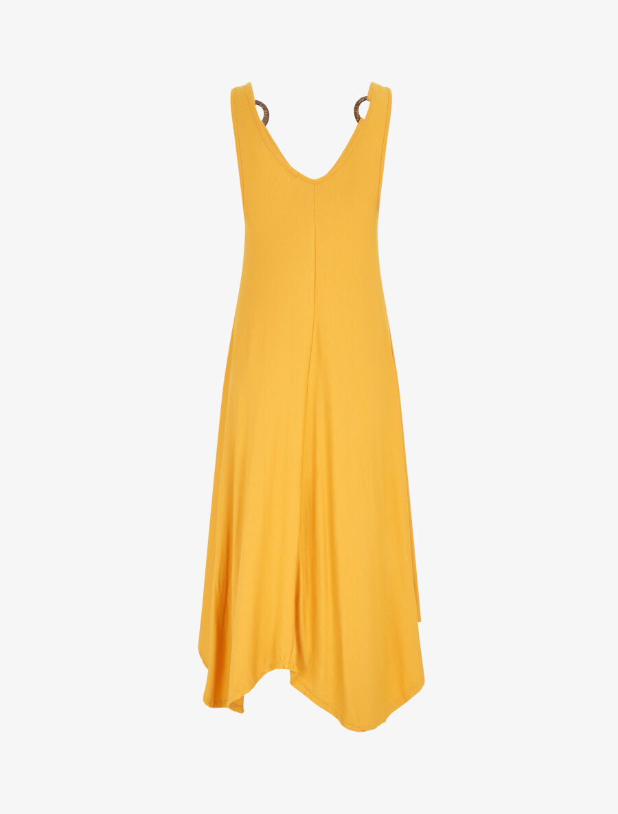 Robe longue unie coupe droite - Jaune - 2