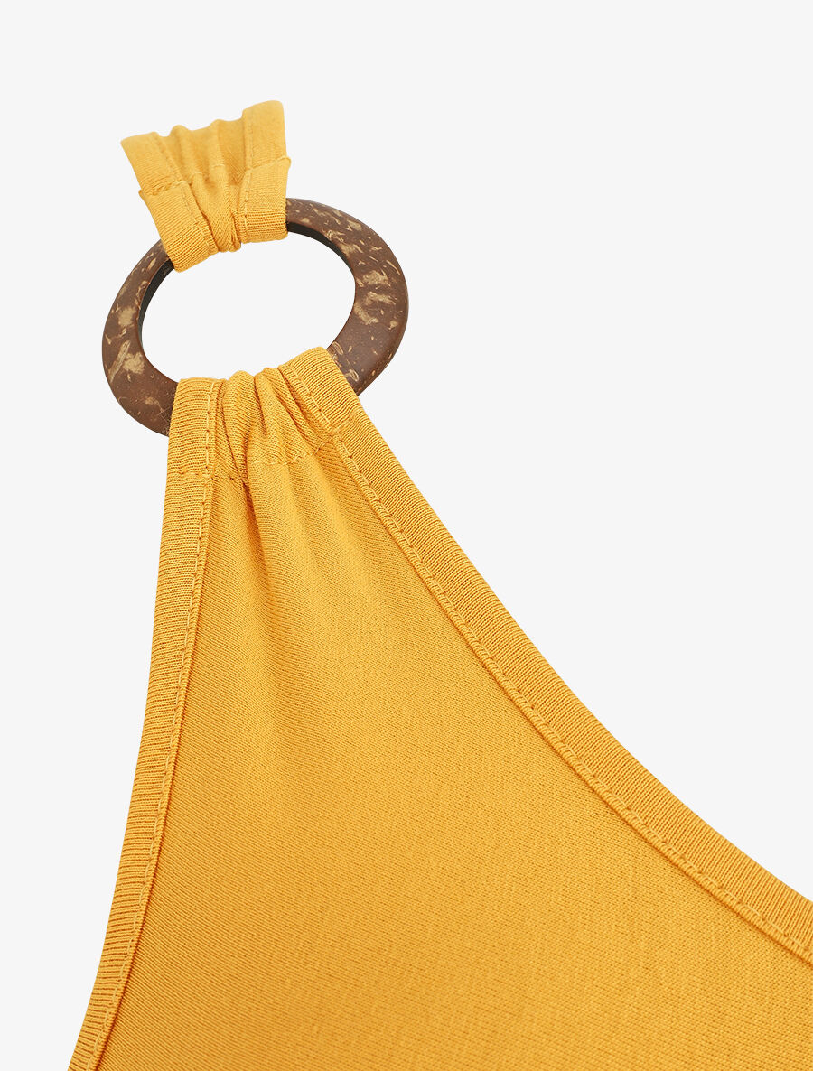 Robe longue unie coupe droite - Jaune - 3