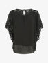 Top uni en voile et dentelle - Noir - 1