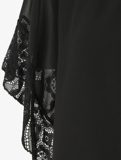 Top uni en voile et dentelle - Noir - 3
