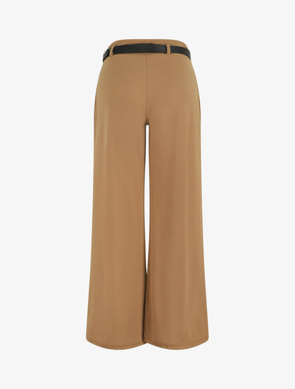 Pantalon fluide ceinturée - Camel - 2