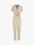 Combinaison unie à col cranté - Beige - 5