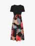 Robe longue manches courtes imprimé grandes fleurs - Noir - 1