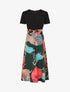 Robe longue manches courtes imprimé grandes fleurs - Vert foncé - 5