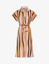 Robe chemise rayée longue manches courtes - Rose saumon - 1