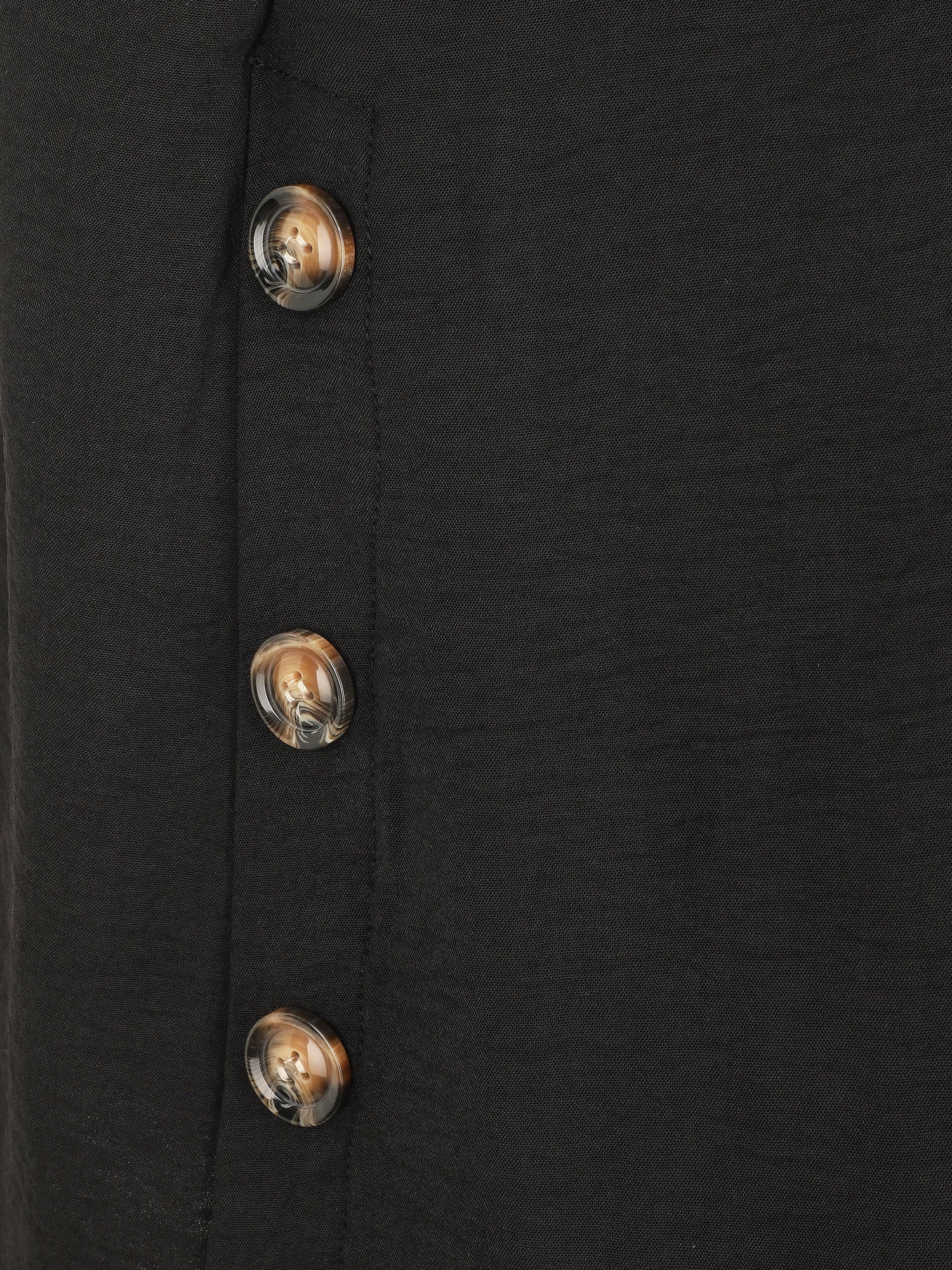Top fluide uni boutonné à manches courtes - Noir - 3