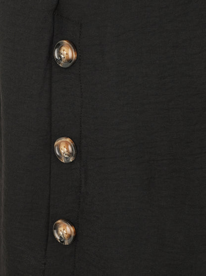 Top fluide uni boutonné à manches courtes - Noir - 3
