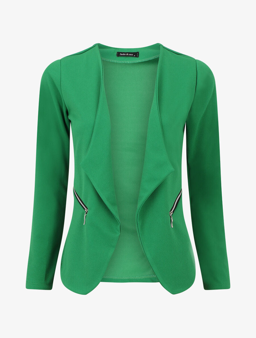 Veste fluide unie col cascade - Vert - 1
