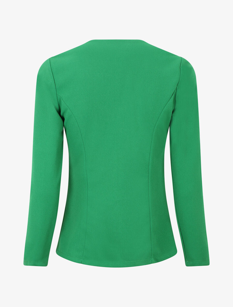 Veste fluide unie col cascade - Vert - 2