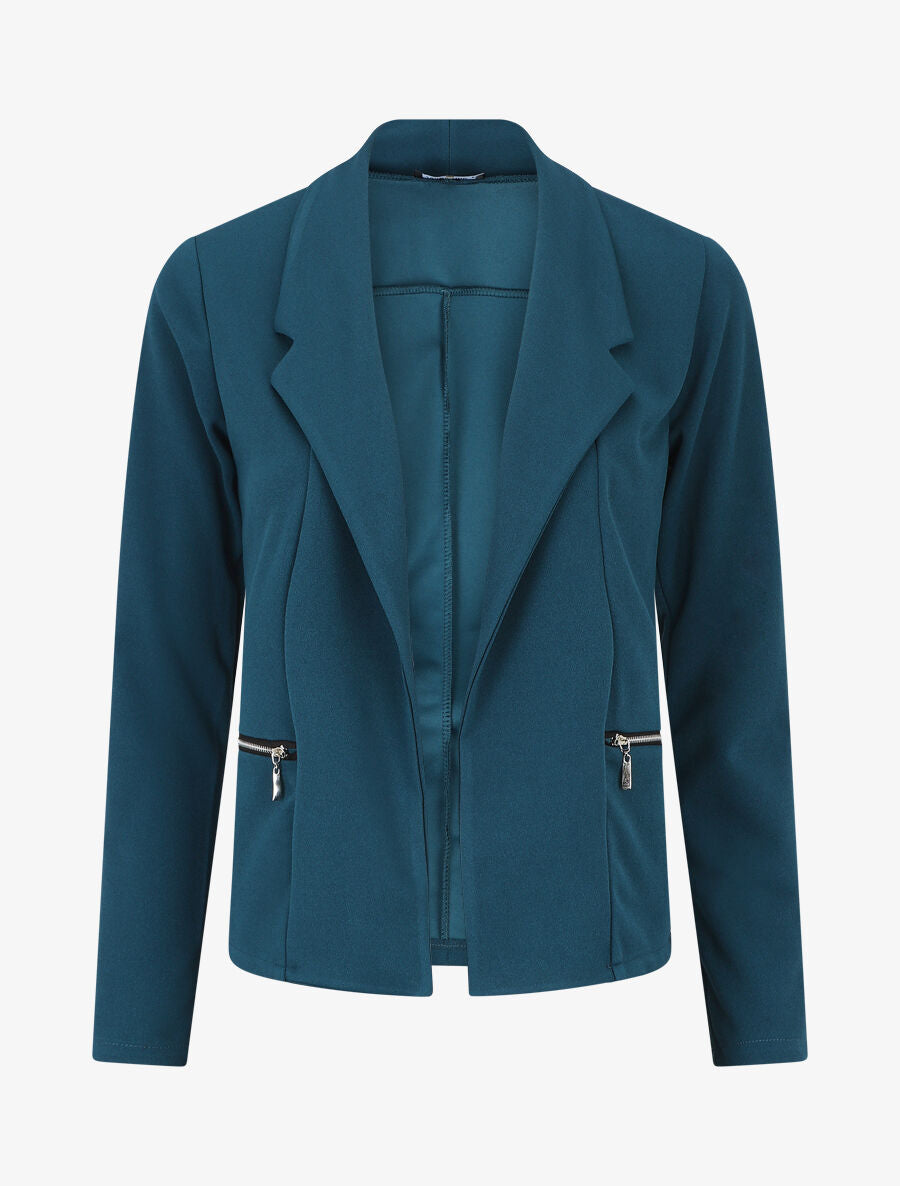 Blazer fluide uni à poches zippées - Bleu canard - 5