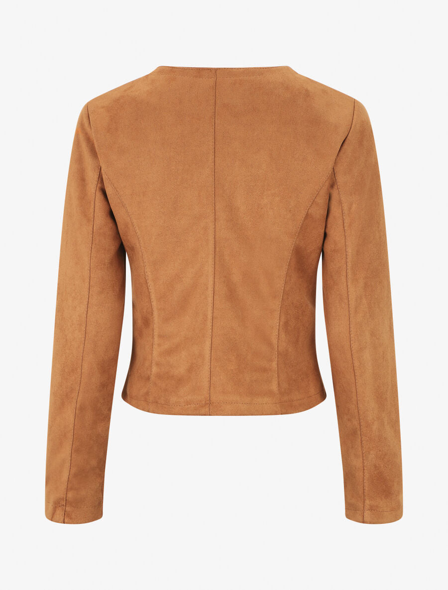 Veste zippée en suédine - Camel - 2