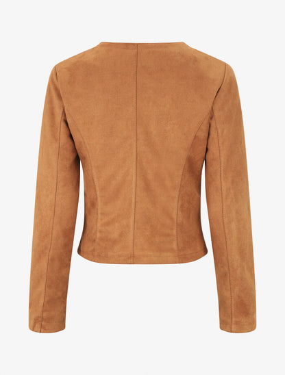 Veste zippée en suédine - Camel - 2