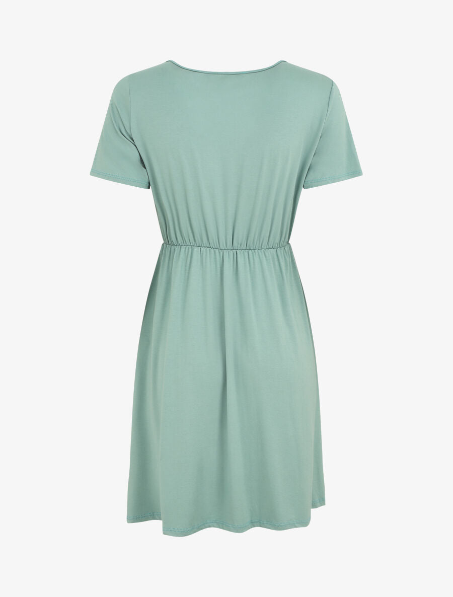 Robe boutonnée unie manches courtes - Bleu clair - 2