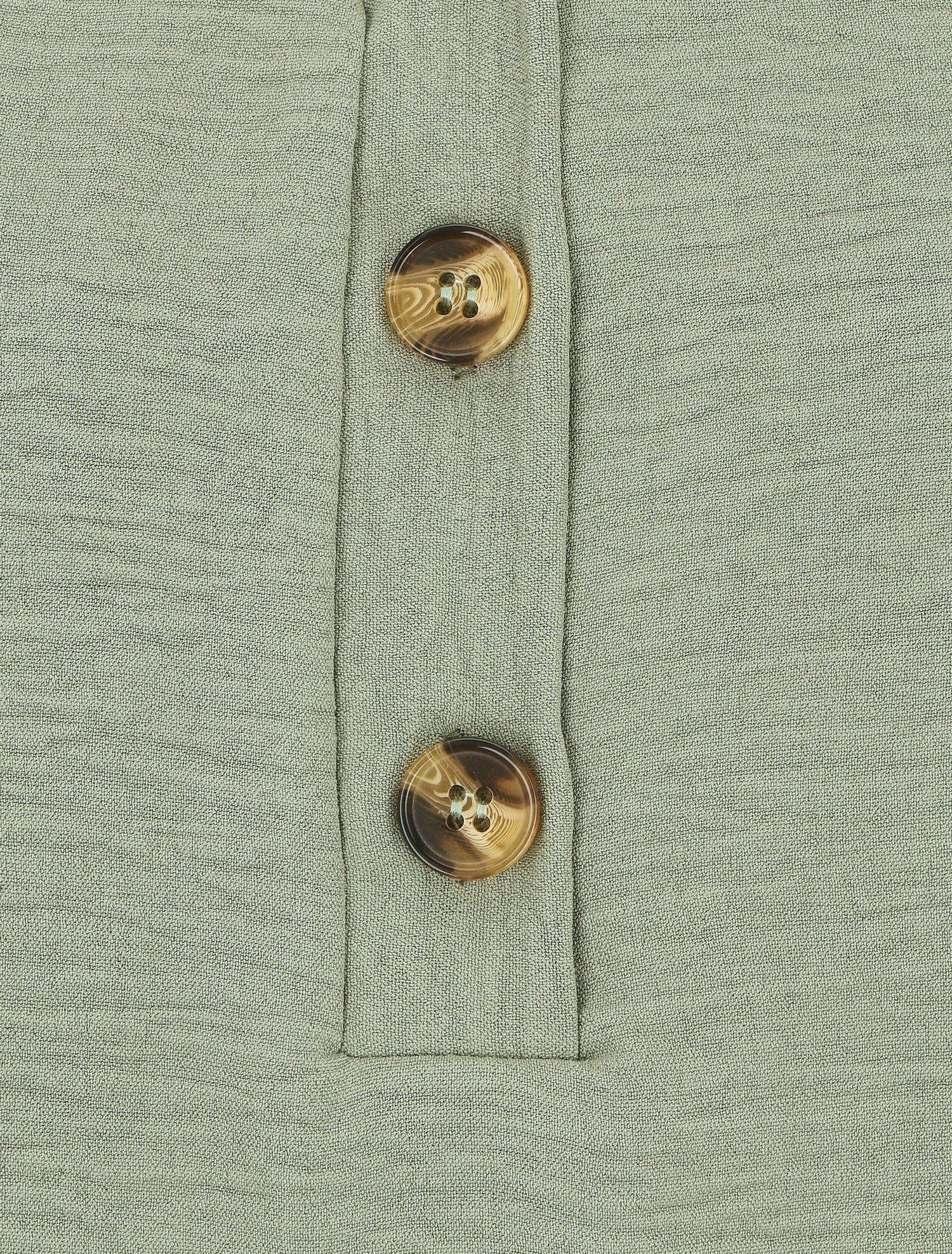 Top droit col V boutonné manches courtes - Kaki - 3