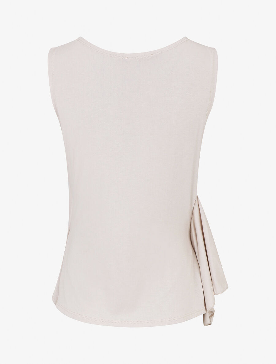 Top sans manches uni drapé - Beige clair - 2