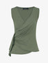 Top sans manches uni drapé - Kaki - 1