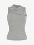 Top côtelé sans manches col asymétrique - Gris - 1