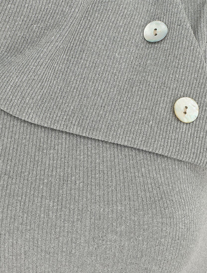 Top côtelé sans manches col asymétrique - Gris - 3