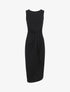 Robe drapée longue unie sans manches - Noir - 1