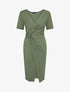 Robe portefeuille fendue manches courtes - Kaki - 4