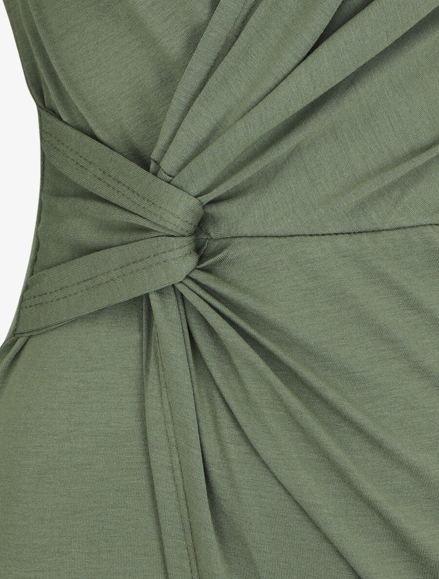 Robe portefeuille fendue manches courtes - Kaki - 3