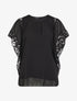 Top droit manches chauve-souris en dentelle - Noir - 1