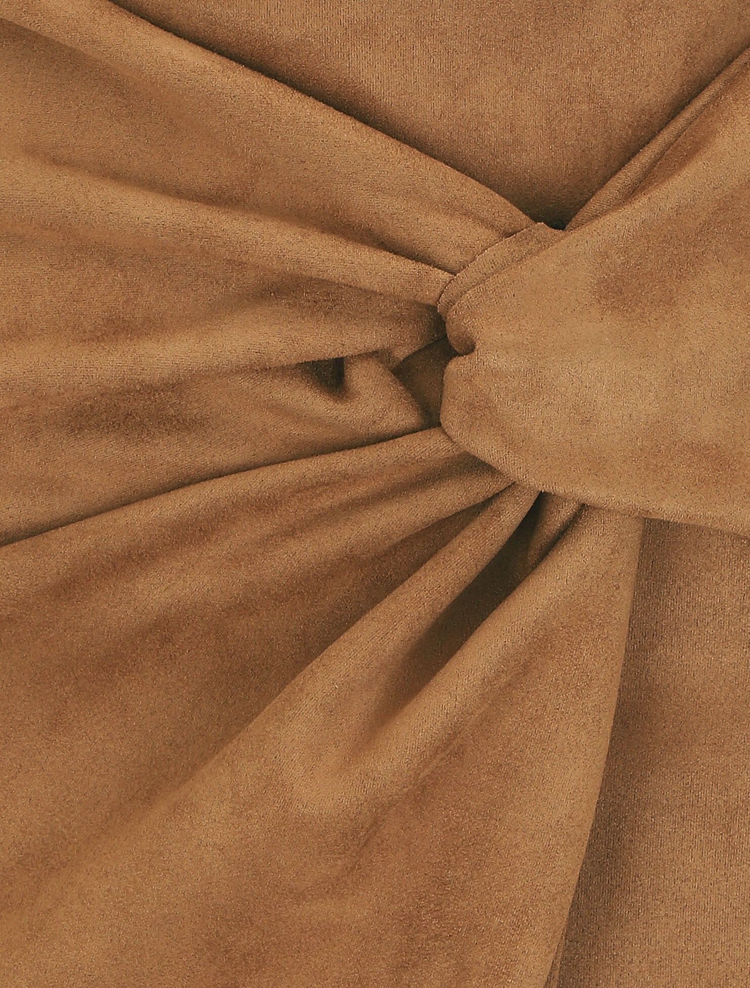Jupe courte drapée en suédine - Camel - 3