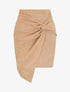 Jupe courte drapée en suédine - Beige - 1