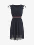 Robe mi-longue sans manches taille élastiquée stylisée - Marine - 1