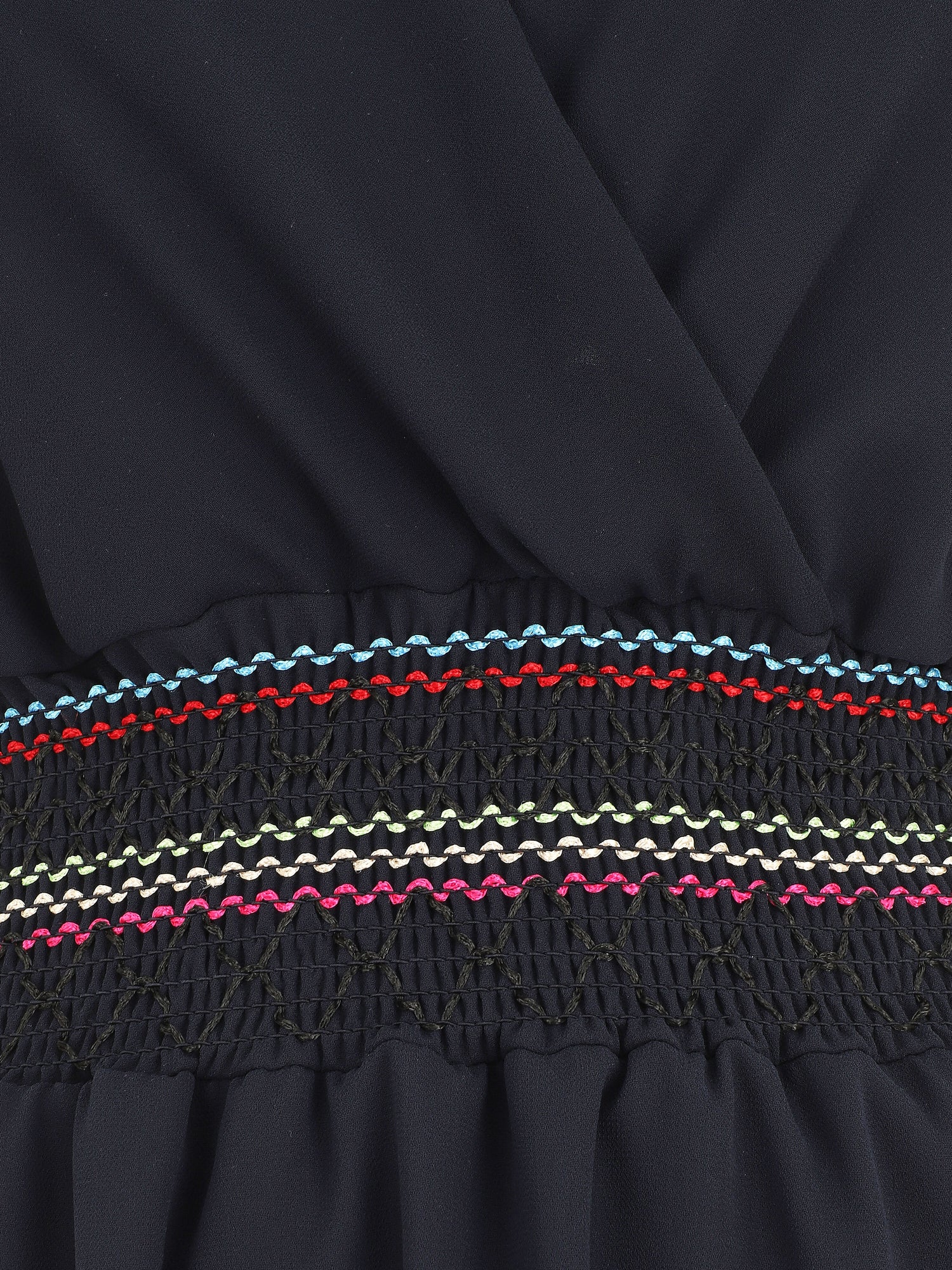 Robe mi-longue sans manches taille élastiquée stylisée - Marine - 3