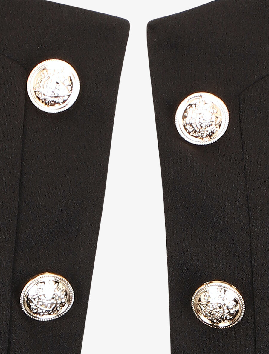 Veste droite boutonnée unie - Noir - 3