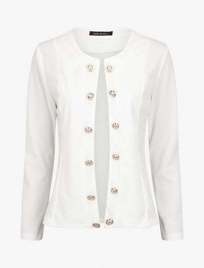 Veste droite boutonnée unie - Blanc - 5