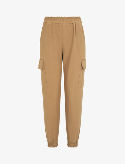 Jogging cargo taille haute - Camel - 1